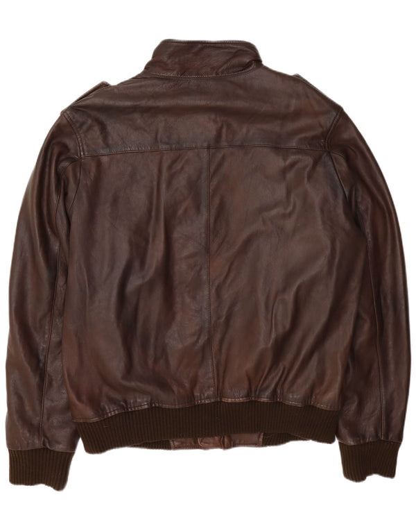 Ben Sherman Chaqueta de cuero militar para hombre UK 42 XL Marrón
