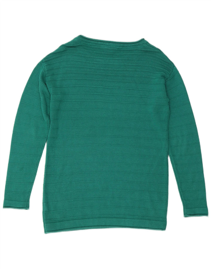 CREW CLOTHING Suéter tipo jersey con cuello barco para mujer UK 12 Algodón verde medio