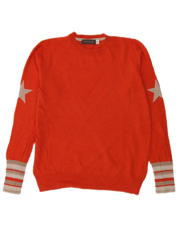 MINT VELVET Suéter gráfico con cuello redondo para mujer UK 6 XS Naranja Rayas