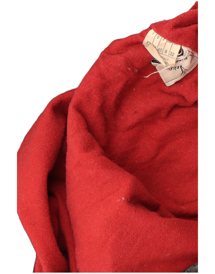 VINTAGE Abrigo de cuero con capucha de gran tamaño para mujer IT 42 Cuero negro mediano