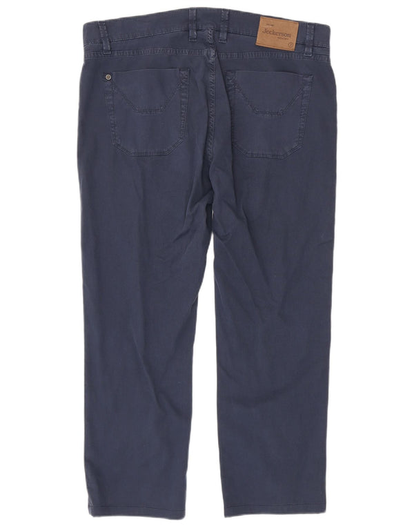 Jeckerson Pantalones casuales ajustados para hombre W36 L26 Algodón azul marino