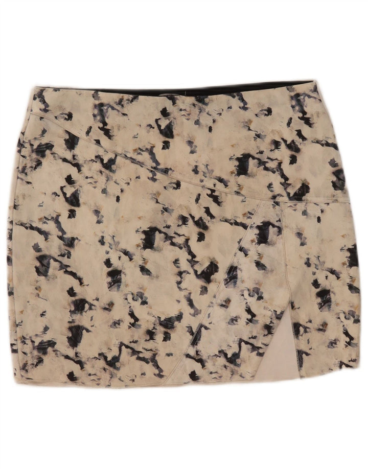 Zara Mujer Minifalda Con Estampado Abstracto Grande W30 Beige
