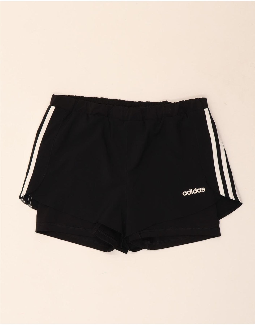 ADIDAS Mujer Climalite Sport Shorts UK 8/10 Pequeño Negro Poliéster