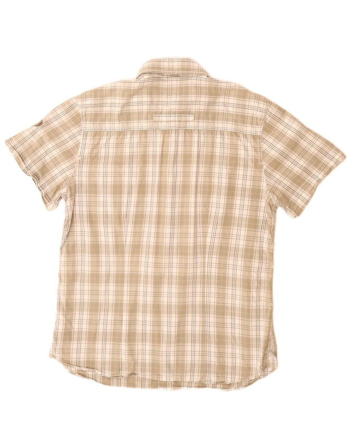 Wrangler Camisa De Manga Corta Para Hombre Algodón A Cuadros Beige Grande