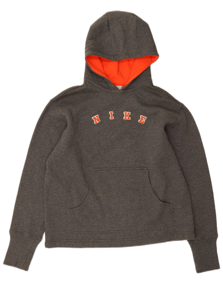 Nike - Sudadera con capucha para mujer, diseño gráfico de gran tamaño, talla 8/10, algodón gris medio
