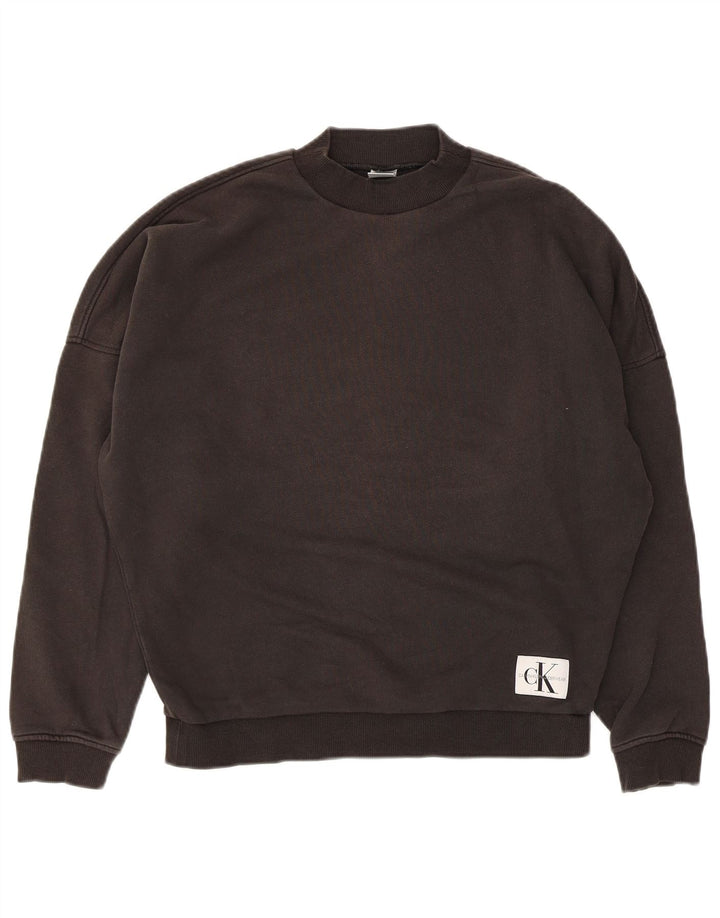 Calvin Klein - Sudadera extragrande para mujer, talla 10, algodón negro pequeño