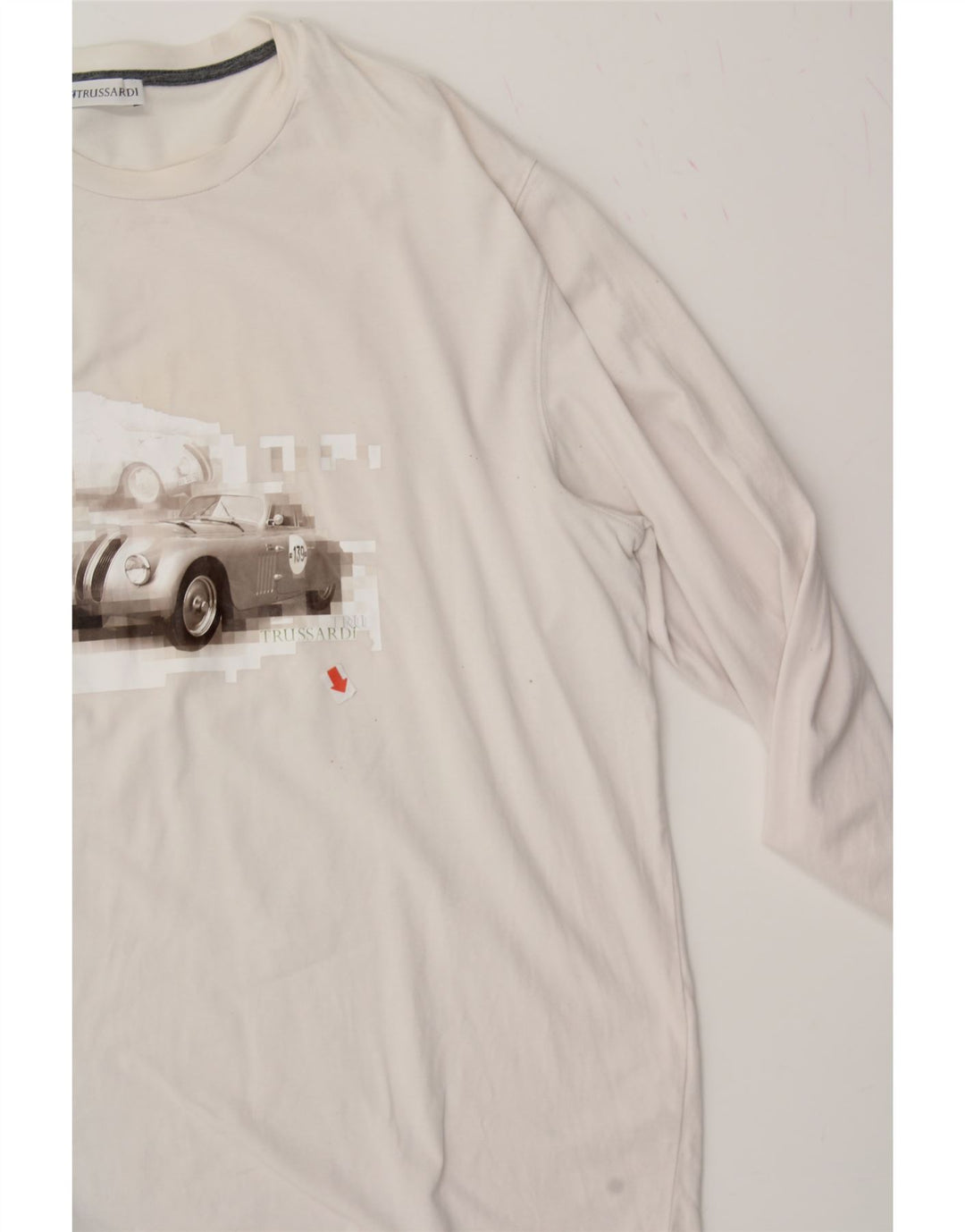 TRUSSARDI Womens Graphic Top Long Sleeve UK 18 XL White Vintage Trussardi and Second-Hand Trussardi from Messina Hembry 