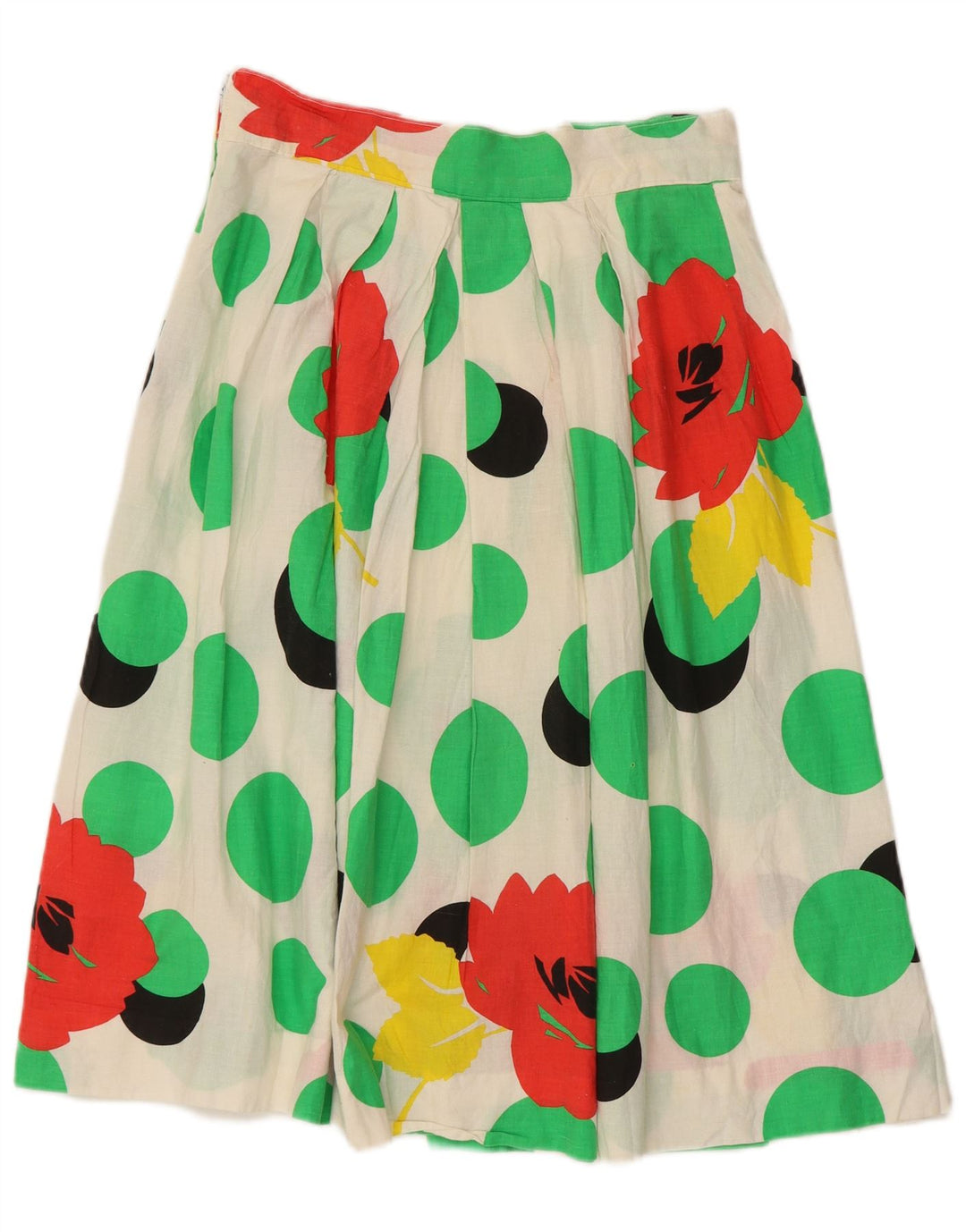 Vintage mujer A-Line falda W28 medio blanco floral