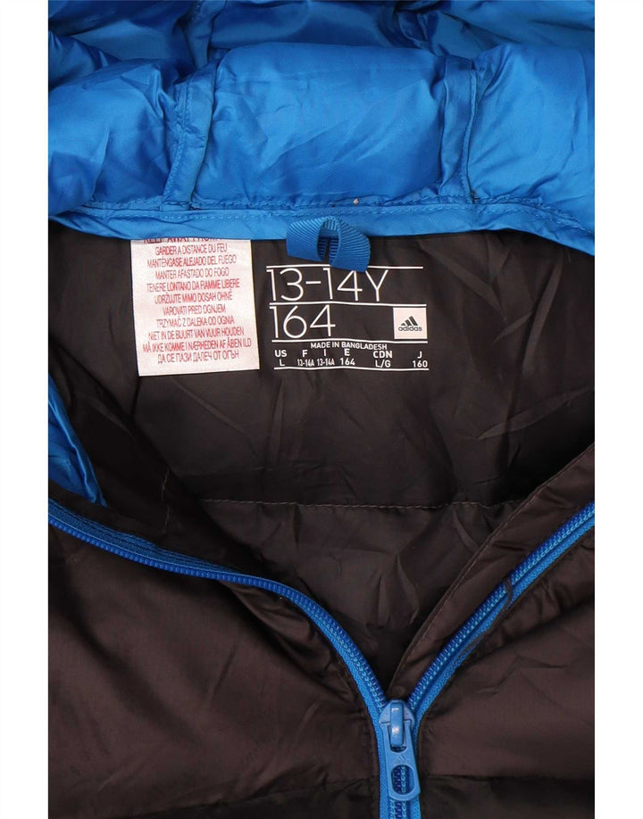 Adidas Chaqueta acolchada con capucha para niños 13-14 años Negro Poliéster color block