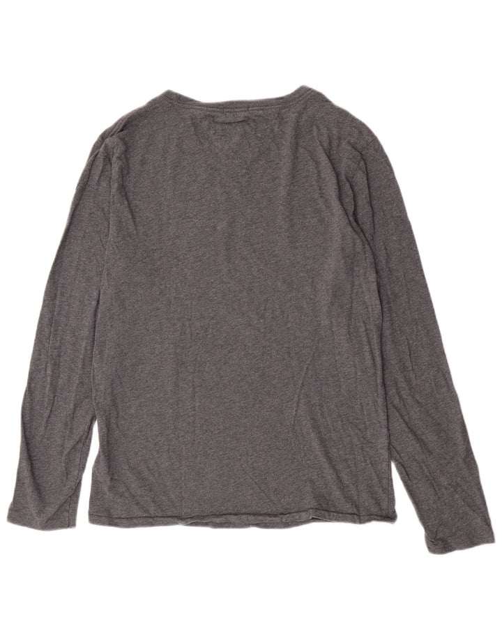 Tommy Hilfiger Top gráfico para hombre de manga larga de algodón gris pequeño