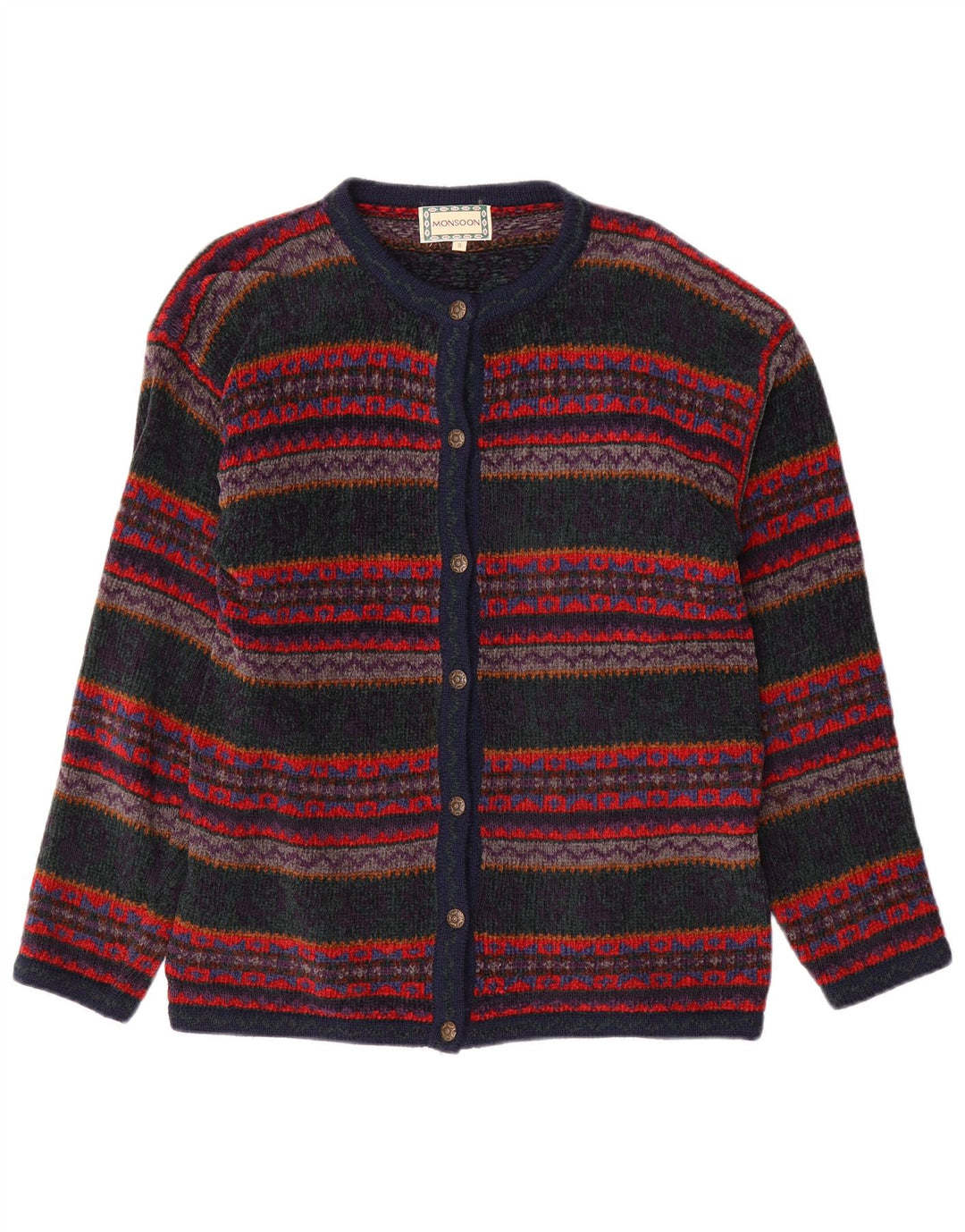 MONSOON Suéter tipo cárdigan para mujer Reino Unido 10 Pequeño Multicolor Fair Isle