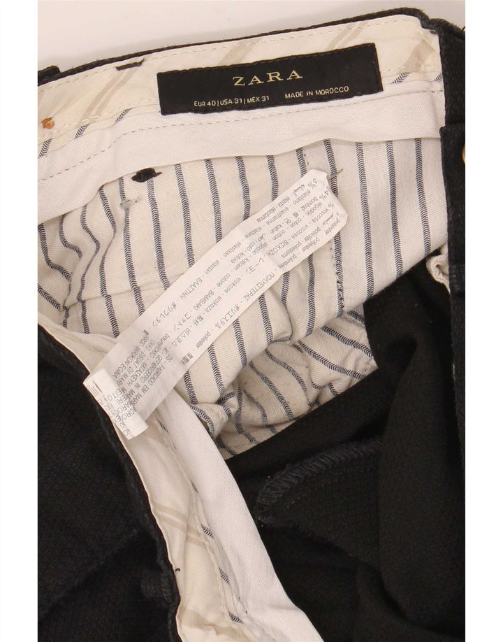 Zara Pantalón de traje ajustado para hombre EU 40 Medium W31 L30 Poliéster negro