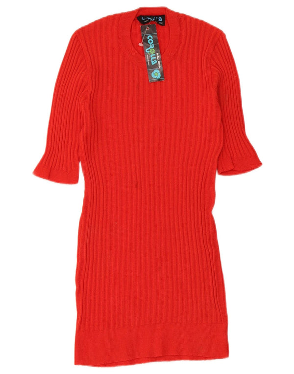 VINTAGE Blusa de punto para mujer Top UK 8 Pequeño Rojo
