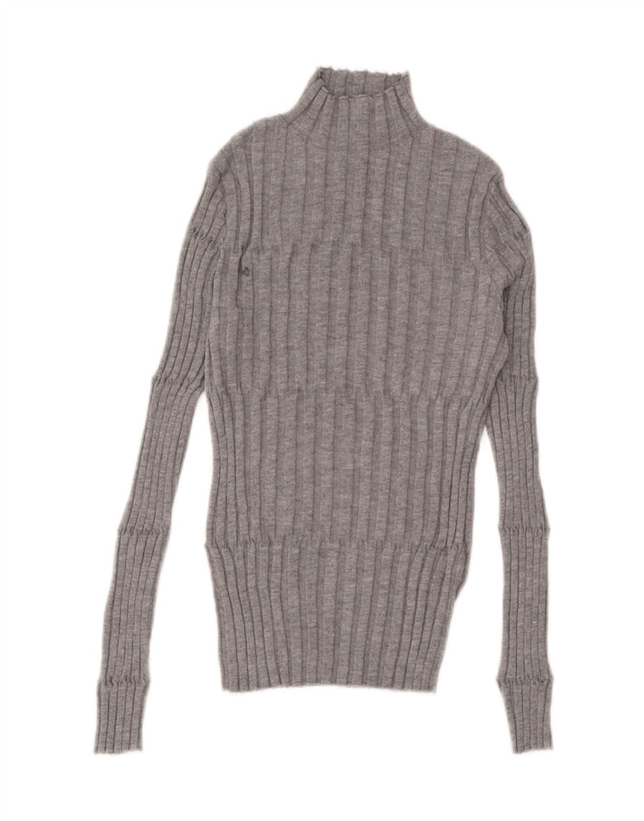 Zara - Jersey con cuello alto para mujer, talla 40, poliéster gris medio