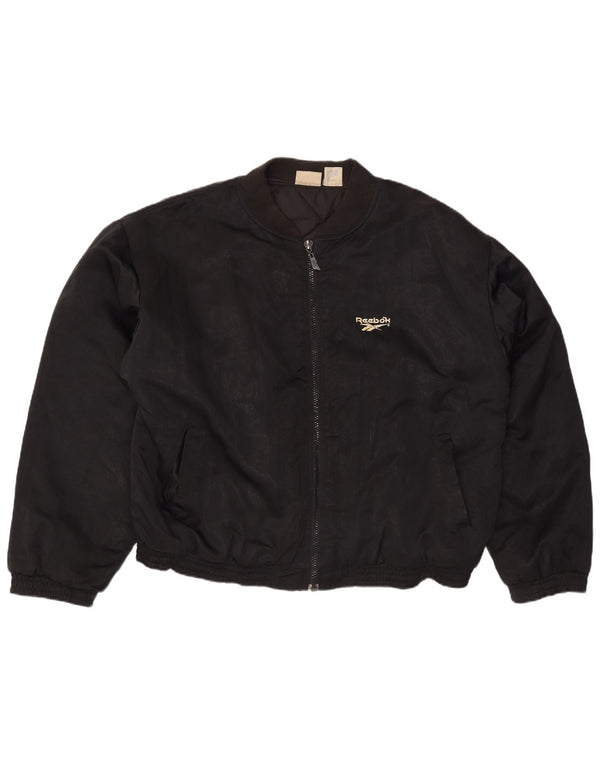 Reebok Chaqueta bomber holgada para hombre UK 42 XL Nylon negro