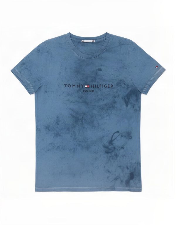 Tommy Hilfiger Camiseta para mujer Top UK 12 Algodón teñido anudado azul medio