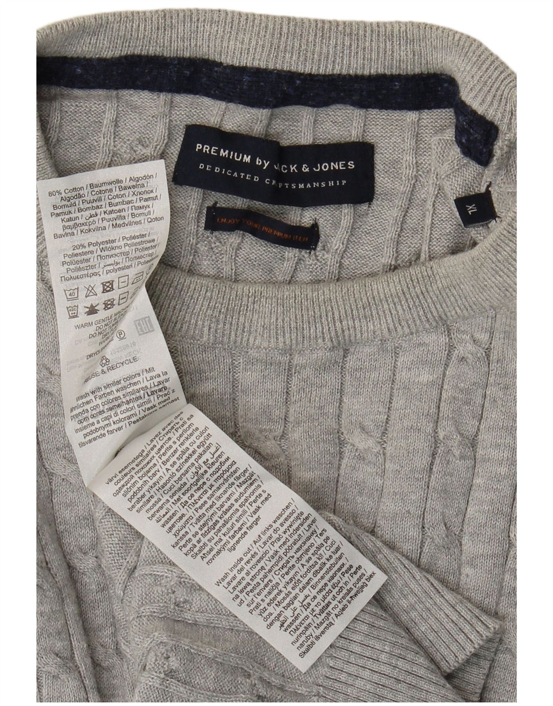JACK & JONES Jersey de cuello redondo para hombre XL Gris Algodón