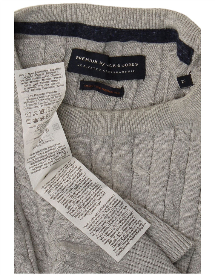 JACK & JONES Jersey de cuello redondo para hombre XL Gris Algodón