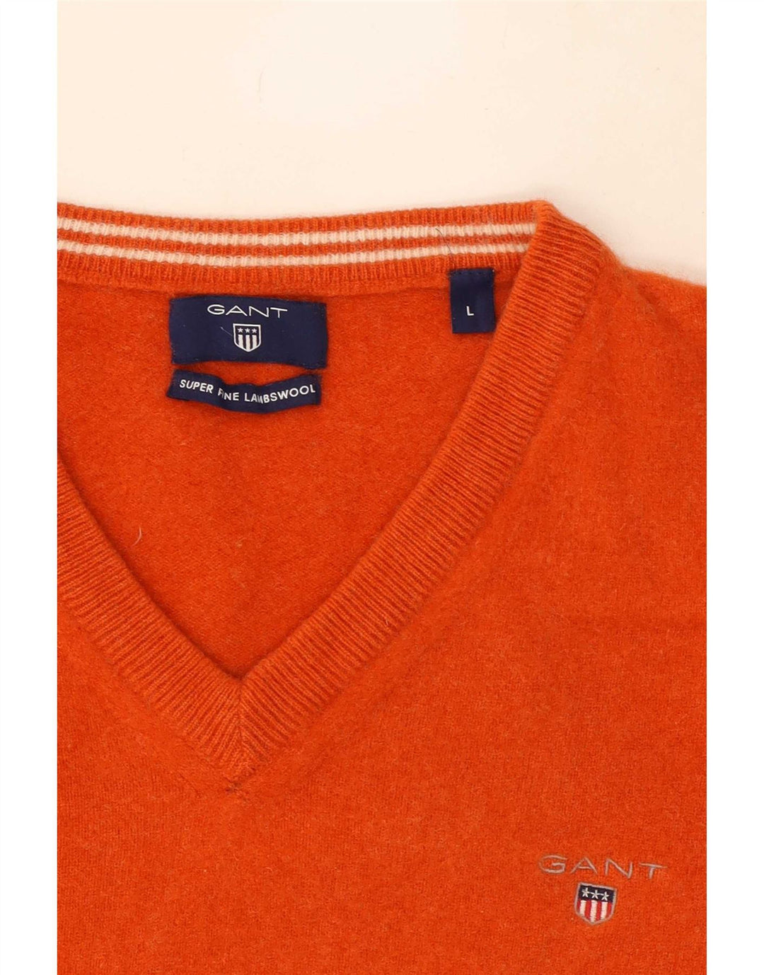 Gant Jersey con cuello en V para mujer UK 44 Large Lana naranja