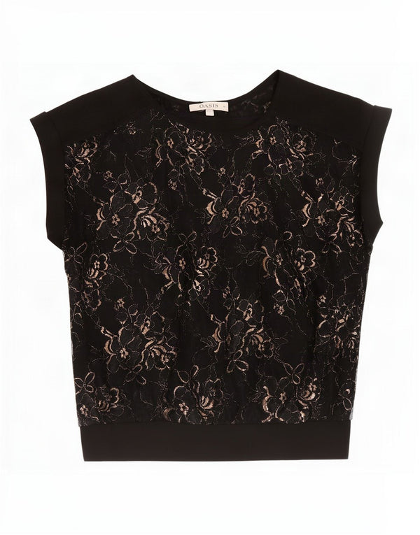 Oasis Blusa holgada para mujer UK 6 XS Poliamida floral negra