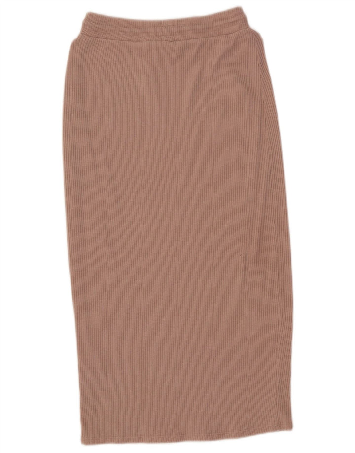 Zara Mujer Falda Midi De Cintura Alta Mediana W28 Poliéster Rosa