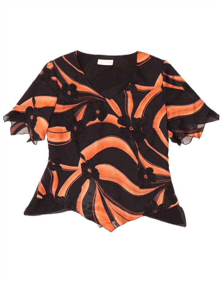 Hermann Lange Blusa asimétrica para mujer Top EU 38 Rayón floral negro mediano
