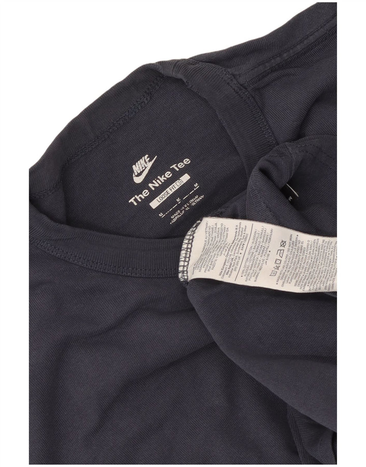Nike - Camiseta holgada para hombre, parte superior de algodón azul marino mediano