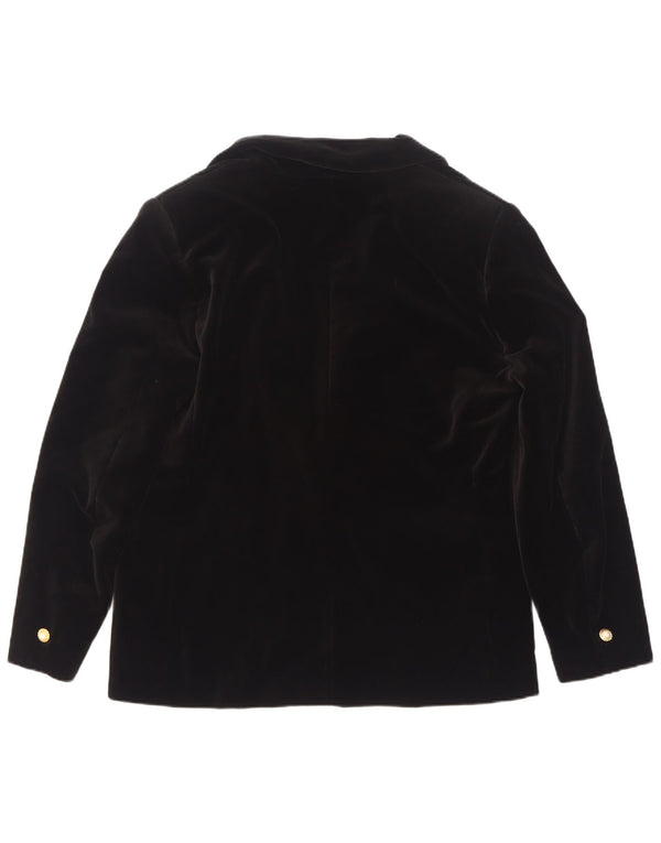 Vintage mujer 1 botón terciopelo Blazer chaqueta IT 50 XL algodón negro