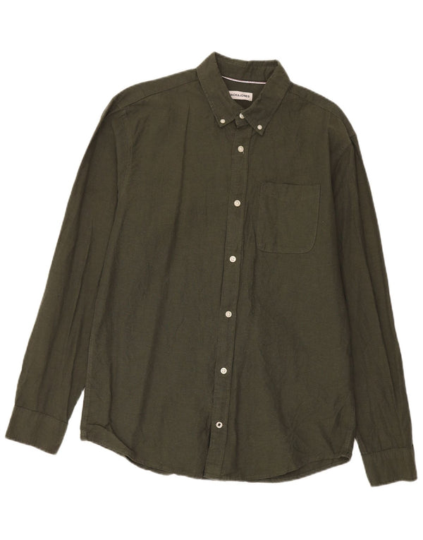 Camisa Jack & Jones Hombre Grande Caqui Algodón
