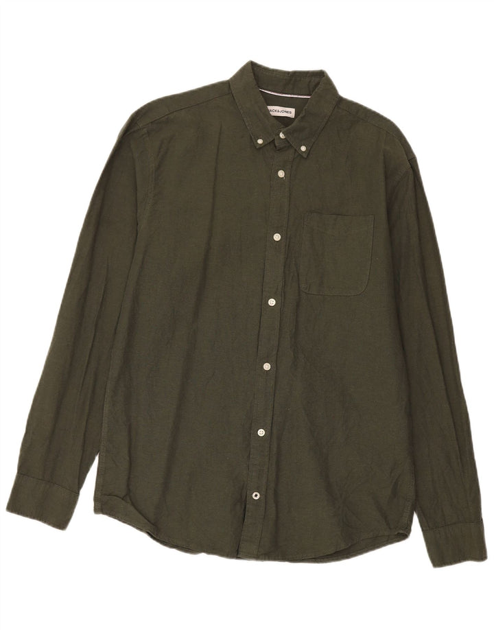 Camisa Jack & Jones Hombre Grande Caqui Algodón
