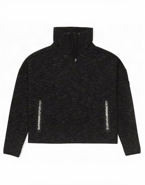 Superdry Mujer Gráfico Oversize Sudadera Jumper UK 2 2XS Negro Moteado