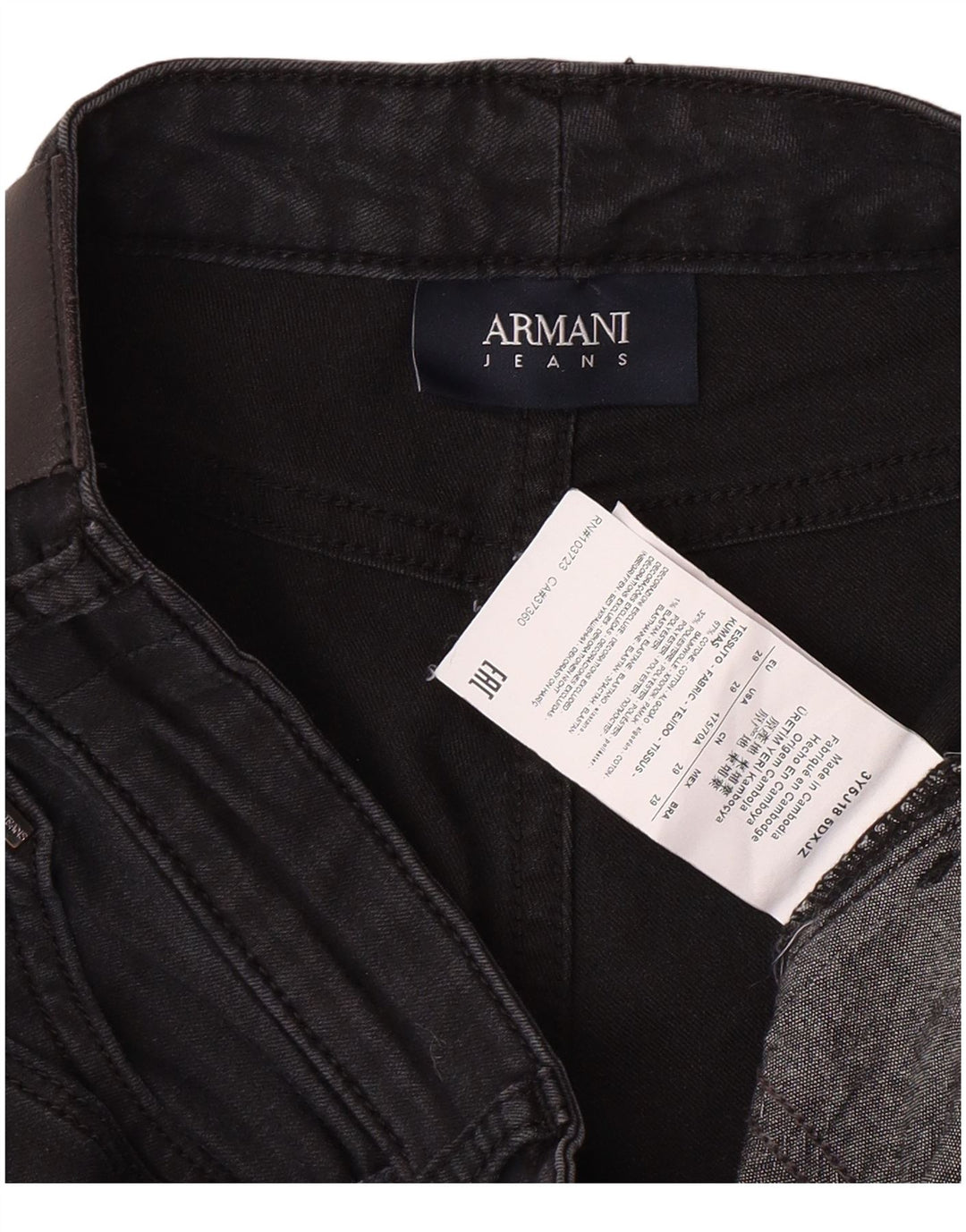 ARMANI Vaqueros Cónicos Mujer W29 L27 Algodón Negro