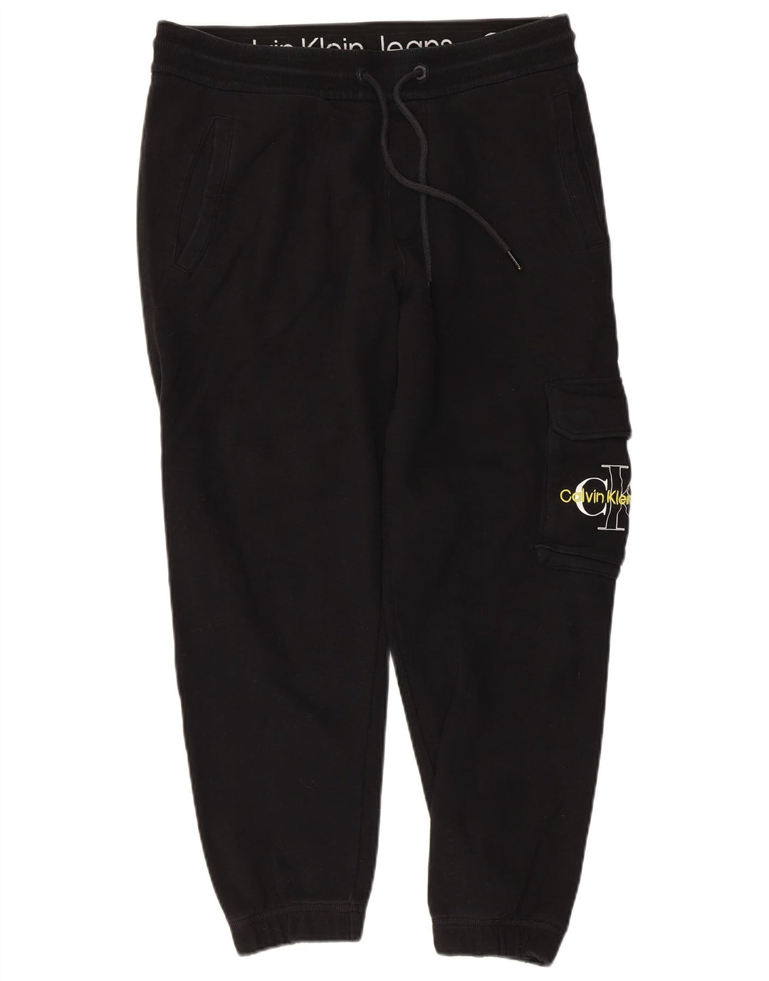 CALVIN KLEIN Pantalones de chándal cargo con estampado gráfico para hombre Joggers Medium Black