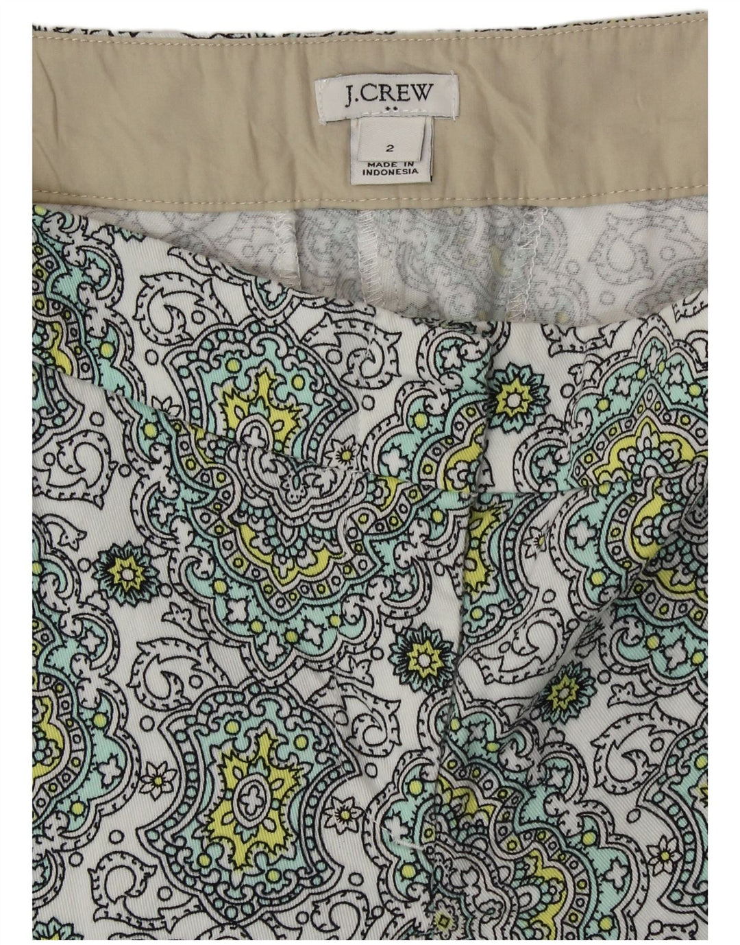 J. CREW Pantalones cortos chinos para mujer US 2 XS W28 Algodón Paisley multicolor