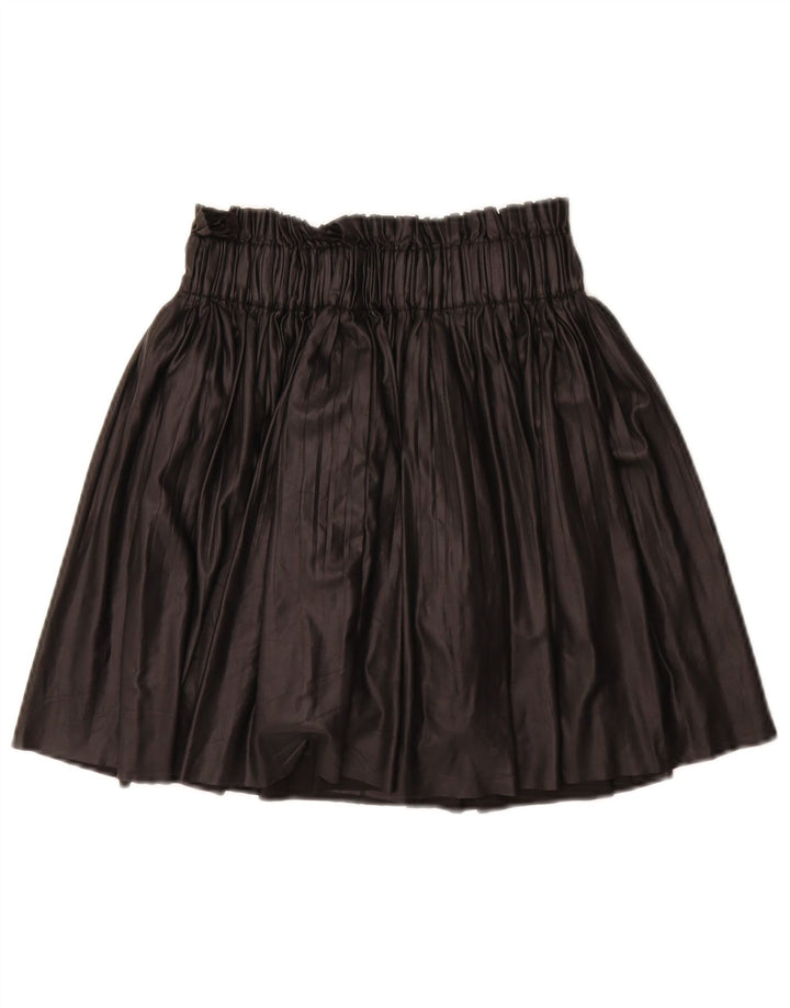 ZARA Mujer Falda Plisada Small W26 Poliéster Negro