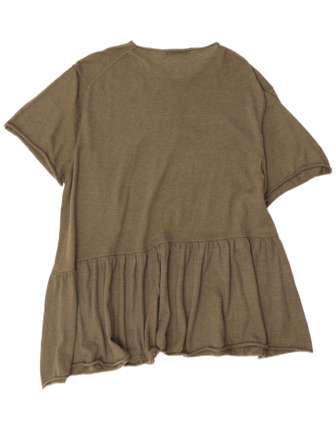 ZARA Vestido tipo jersey de manga corta extragrande para mujer UK 44 Medium Khaki