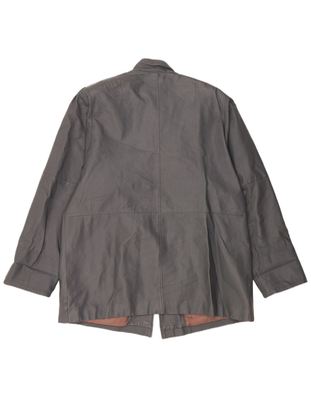 Vintage mujer abrigo de cuero de gran tamaño Reino Unido 18 XL cuero gris