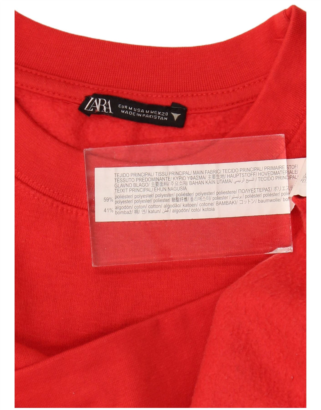 Zara Mujer Crop Sudadera Jumper UK 44 Mediano Rojo Poliéster