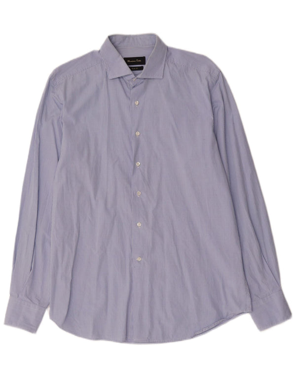 Camisa Massimo Dutti Hombre Slim Fit Talla 42 16 1/2 Grande Algodón Vichy Azul