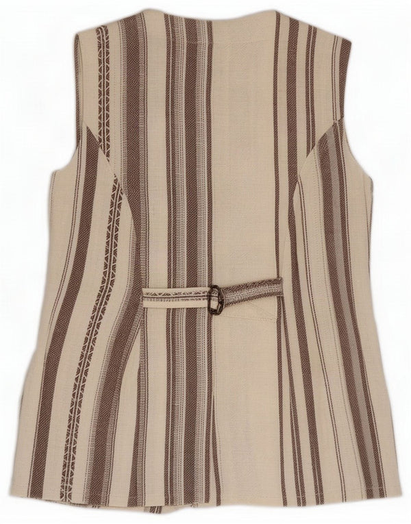 Chaqueta tipo blazer vintage sin mangas con 4 botones para mujer UK 44 Medium Beige Rayas