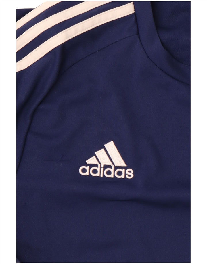 Camiseta ADIDAS Climalite para hombre Top medio azul marino color block poliéster