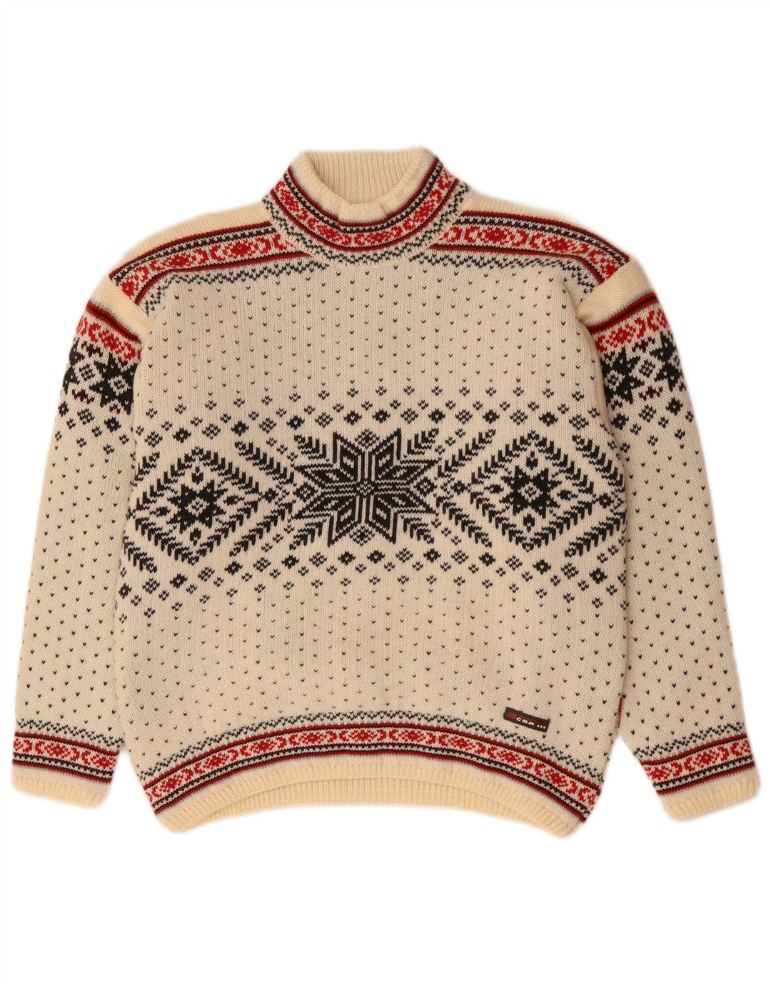 CAMPAGNOLO Jersey con Cuello Alto para Hombre Lana Fair Isle Blanca Mediana