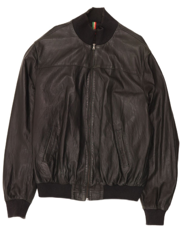 John and Son's Chaqueta de cuero para hombre UK 38 Medium Black Leather