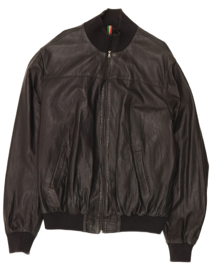 John and Son's Chaqueta de cuero para hombre UK 38 Medium Black Leather