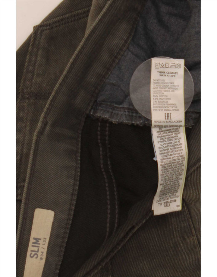 Marks & Spencer Vaqueros ajustados para hombre W34 L33 Algodón gris
