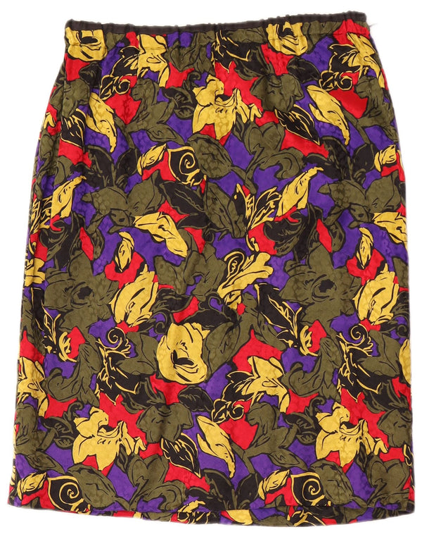 Falda recta vintage para mujer W30 mediana multicolor floral