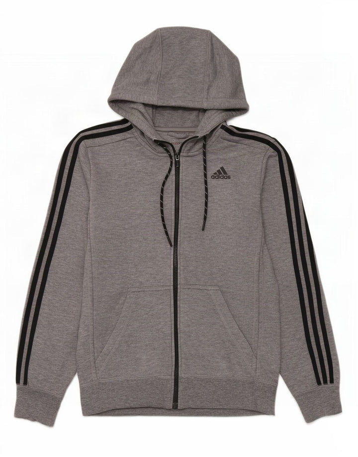 Adidas Mens Climalite Zip Sudadera con capucha suéter pequeño gris moteado poliéster
