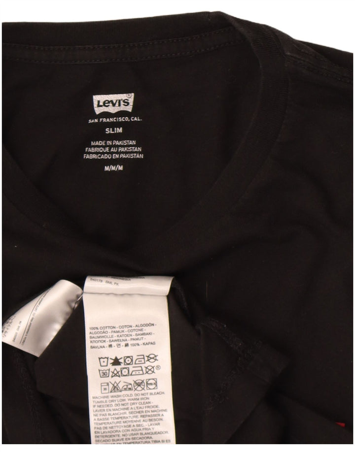 LEVI'S Camiseta Slim Fit para Hombre Top Medio Algodón Negro
