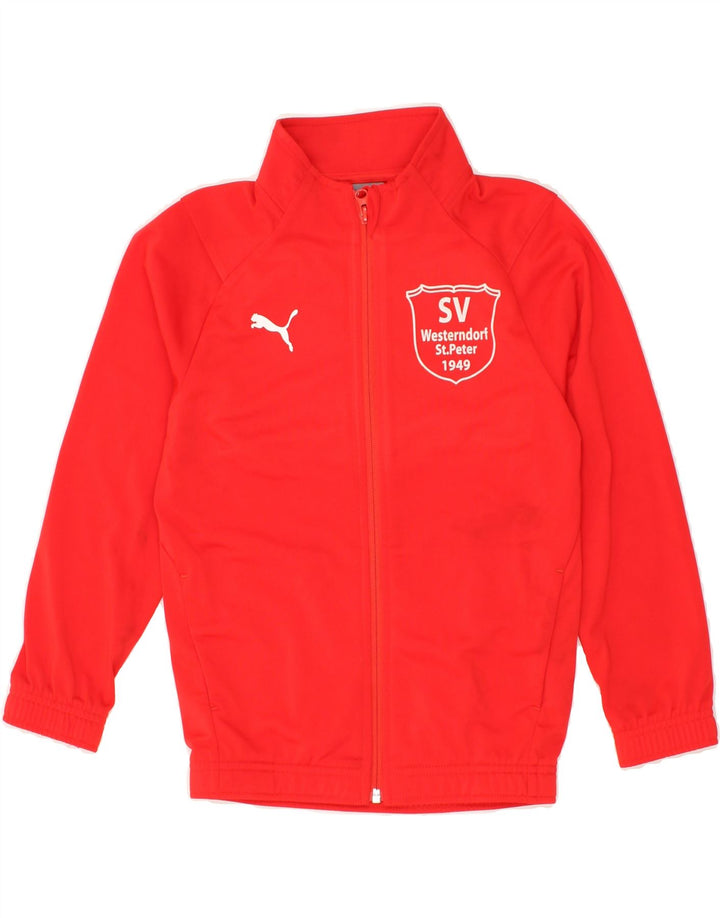 PUMA Boys Graphic Tracksuit Top Jacket 9-10 Years Red Polyester | Vintage Puma | Thrift | Second-Hand Puma | Used Clothing | Messina Hembry 