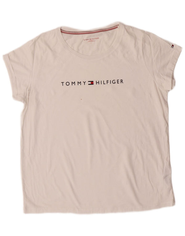 TOMMY HILFIGER Camiseta gráfica para mujer Top UK 46 Large White Cotton
